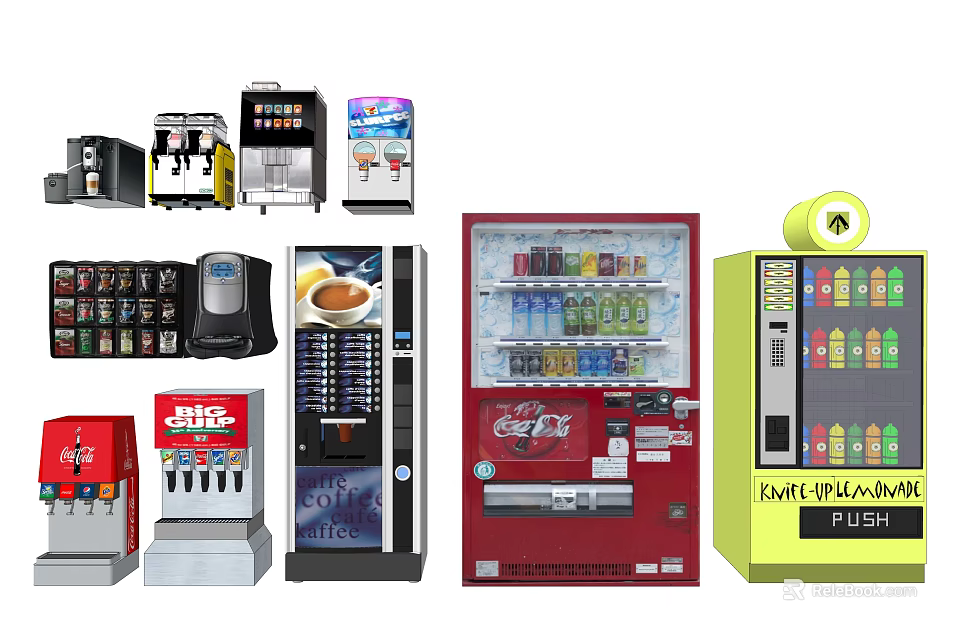 Commercial Equipment Including Vending Machines Beverage Dispensers Coffee And Soda Machines 3d model 