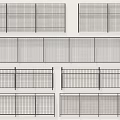 Building Exterior Walls Featuring Metal Grid Panel Structures and Various Designs 3d model