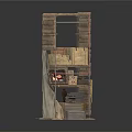 Rustic Wooden Multilayer Storage Shelving With Stacked Crates And Display Design