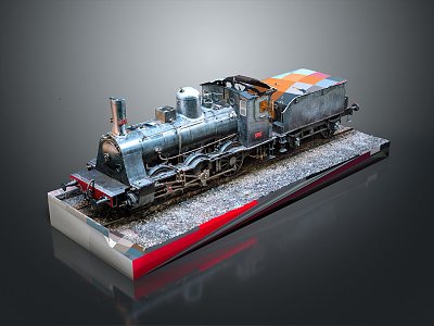 vintage train steam train carriage locomotive head steam carriage train vehicle 3d model