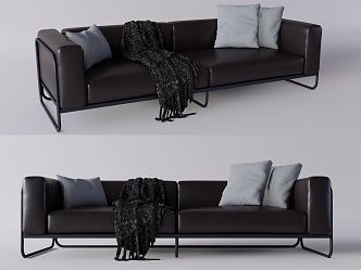 Modern double sofa multiplayer sofa 3d model