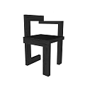 Modern Black Wooden Single Chair With Geometric Armrest And Backrest Design