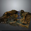 Detailed Terrain Model With Rugged Mountain Slopes Valley And Exploration Rover