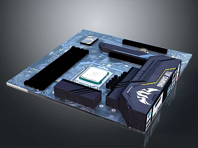 High Performance Gaming Motherboard With CPU Socket PCIe Slots And Heat Sinks 3d model