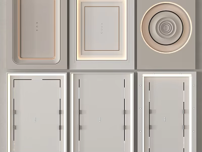 Different Modern Ceiling Design Styles With Square Circular Patterns And Recessed Lighting 3d model