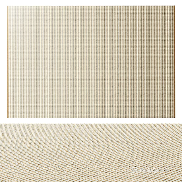 Square Beige Carpet With Striped Woven Texture For Home Living Room Decor 3d model 