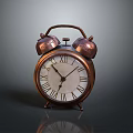 Vintage Brass Alarm Clock Featuring Dual Bells Roman Numeral Dial On Dark Background With Reflection