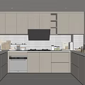 Minimalist Modern Kitchen Interior With Light Wood Cabinets And Built in Appliances