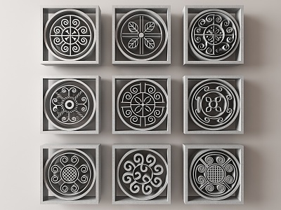 New Chinese-style carved window 3d model