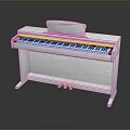 White Digital Piano With Modern Design Wooden Body Black Keys And Pedals