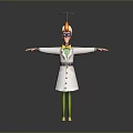 3D Character In White Lab Coat With Purple Bow Tie Green Pants And Antenna Device