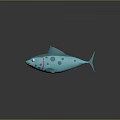 Cartoon Blue Spotted Fish Character 3D Model with Big Eyes Design