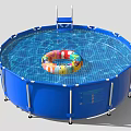 Bestway Steel Pro Blue Round Swimming Pool With Ladder And Inflatable Ring