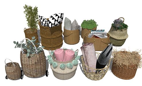 Modern Braided Basket Braided Basket Ornaments 3d model