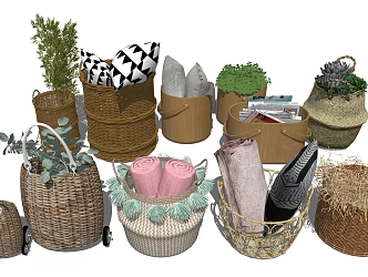 Modern Braided Basket Braided Basket Ornaments 3d model