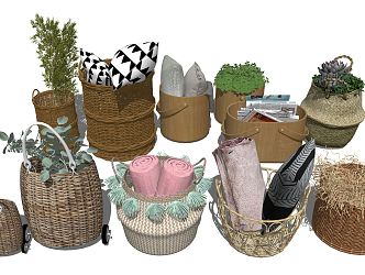 Modern Braided Basket Braided Basket Ornaments 3d model