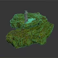 Moss Covered Rock Formation with Gray Stone Pillar as Natural Scenery Component