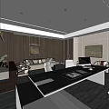Modern Office Interior Design With Wooden Bookshelves Desk Computer Office Chairs And Carpet