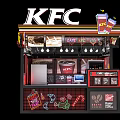 KFC Fast Food Kiosk With Coffee Cups Drinks Menu And Decorations