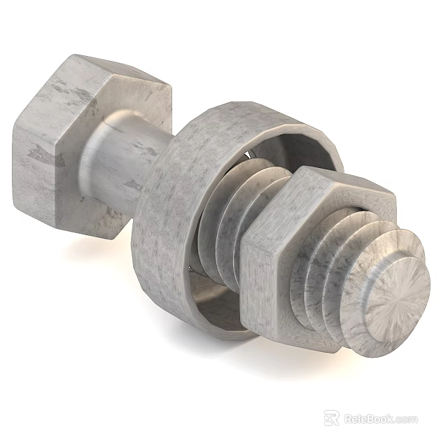 Strong And Reliable Metal Bolt And Nut For Industrial Hardware Tools 3d model 