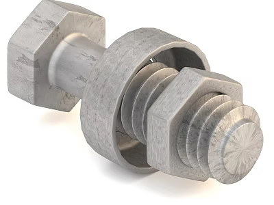 Strong And Reliable Metal Bolt And Nut For Industrial Hardware Tools 3d model
