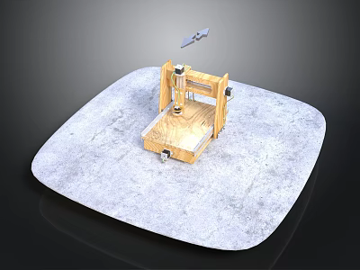 Wooden Mechanical Tool Equipment with Metal Components and Stable Base Platform 3d model