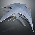 Futuristic 3D Model Fighter Jet With Sleek Design Angular Wings And Pink Thrusters