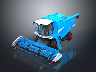 Blue Combine Harvester With Cutting Mechanism And Modern Agricultural Design 3d model