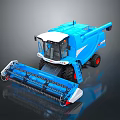 Blue Combine Harvester With Cutting Mechanism And Modern Agricultural Design