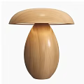 Wooden Modern Mushroom Shaped Table Lamp With Curved Shade And Rounded Body