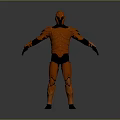 Orange Armored Sci Fi Warrior Character Full Body Design With Black Accents