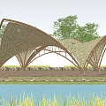 modern pavilion rural structure rural sketch wood frame pavilion landscape pavilion landscape sketch 3d model