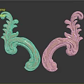 Golden Ornate Decorative Brackets With Intricate Floral Scroll And Leaf Patterns 3d model