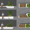 Sleek Modern Outdoor Chair Design With Wooden Seat White Frame And Green Plants