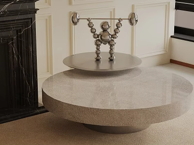 Modern Sofa and Coffee Table Set With Two Tier Stone Top And Sculptural Metal Base 3d model