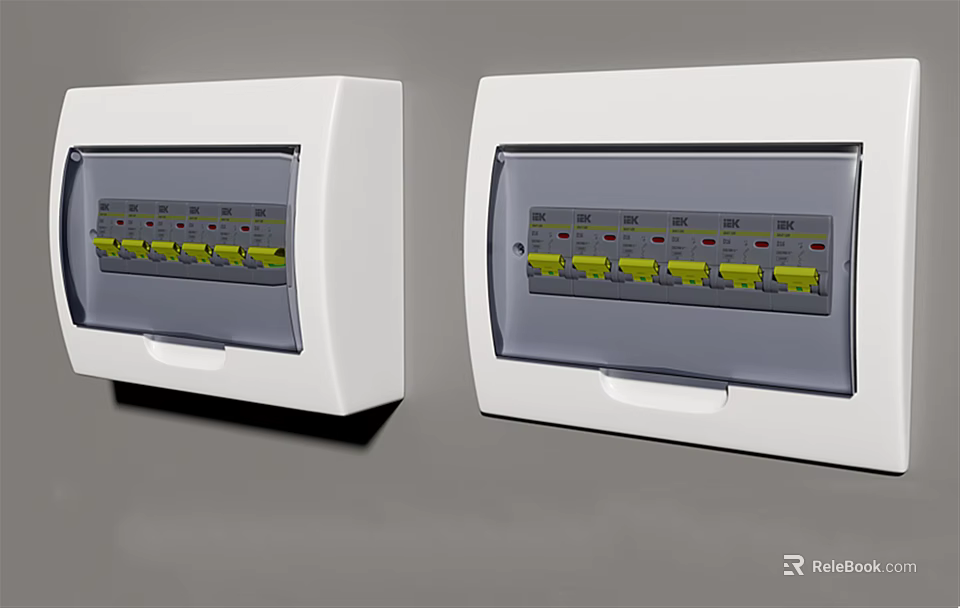 White Switch Panels with Yellow Switches Modern Design for Home Electrical Systems Two Units 3d model 
