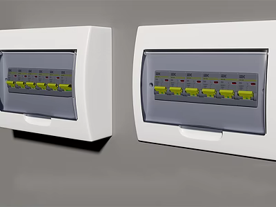 White Switch Panels with Yellow Switches Modern Design for Home Electrical Systems Two Units 3d model