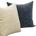 Modern Decorative Throw Pillows with Geometric Patterns in Black Blue and Beige Tones 3d model