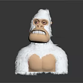 White Gorilla Model With Fluffy Fur And Grinning Facial Features