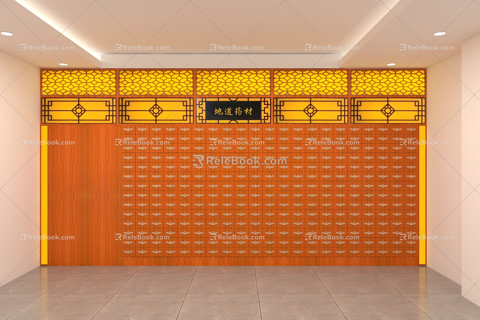 Display Cabinet Shelf Traditional Chinese Medicine Cabinet Hundred Sub-Cabinet Traditional Chinese Medicine Pharmacy Traditional Chinese Medicine Hall Pharmacy 3d model