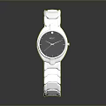 Sleek Stainless Steel Watch With Metallic Strap And Black Dial As Fashion Accessory