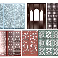 Decorative Room Dividers With Various Laser Cut Patterns For Home Interior Design 3d model