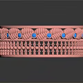 Pink Ornate Bracelet With Blue Gemstones And Intricate Beaded Design Details