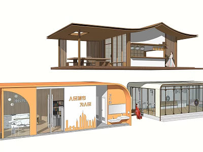Modern Post Station Architectural Design With Open Structure And Interior Facilities 3d model