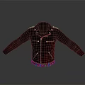 Biker Style Leather Jacket With Metal Studs Red Lining And Zipper Details