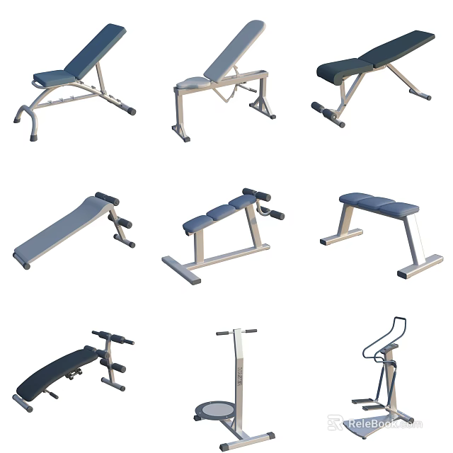Different Types Of Adjustable Fitness Benches For Gym Training Equipment 3d model 