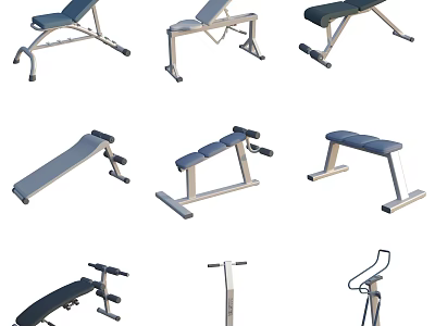 Different Types Of Adjustable Fitness Benches For Gym Training Equipment 3d model