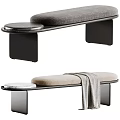 Modern Sofa Bench With Black White Geometric Pattern Cushion And Metal Frame