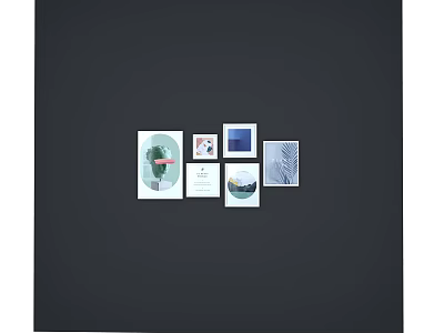 Modern Photo Wall Design With Multiple Frames Art Prints And Scenery 3d model