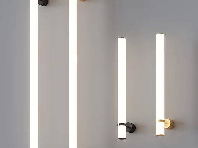 Modern Minimalist Wall Lamps With Long Strip Design White Light Black And Gold Bases 3d model
